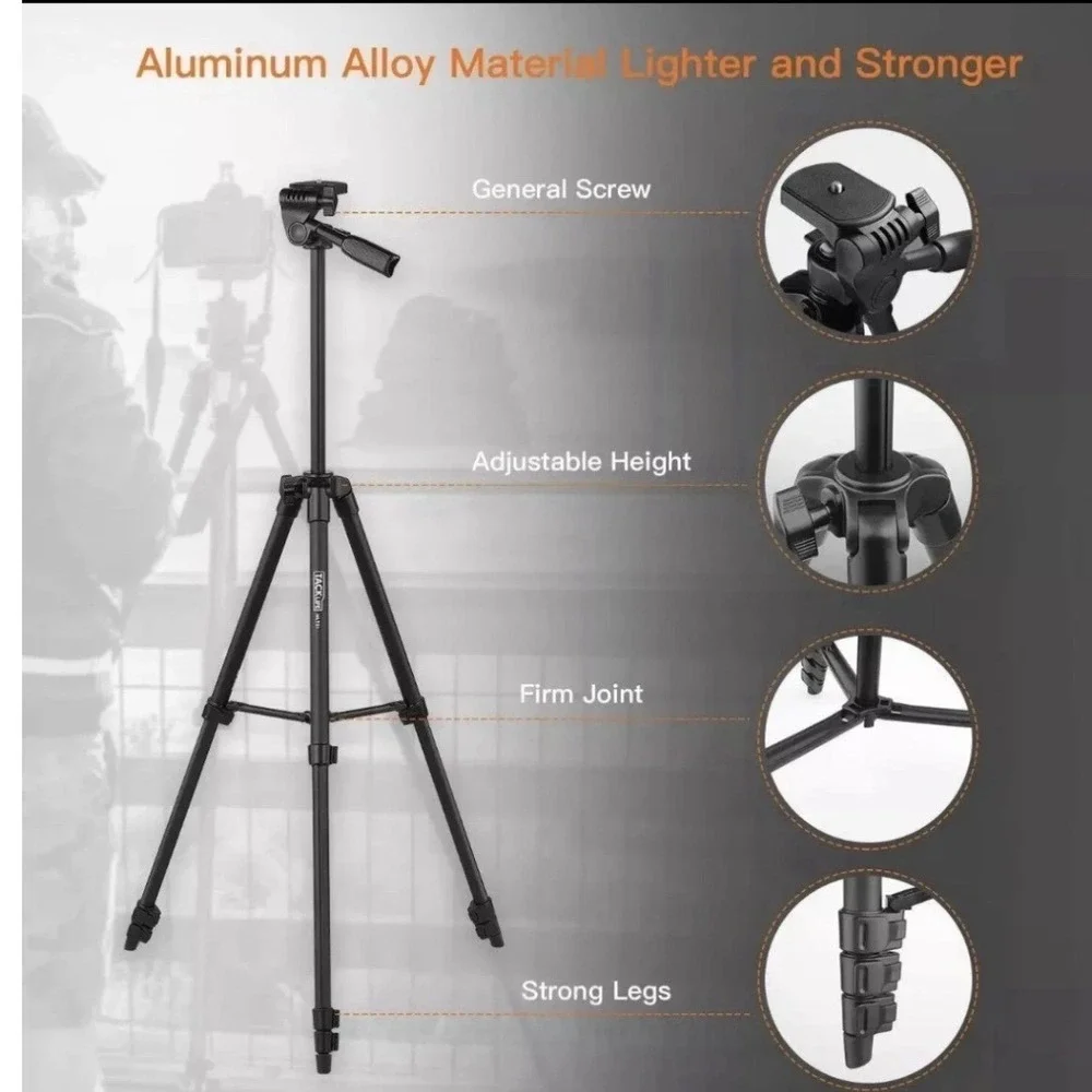 TACKLIFE MLT01 Lightweight Aluminum Camera Phone Tripod with Carry Bag Black